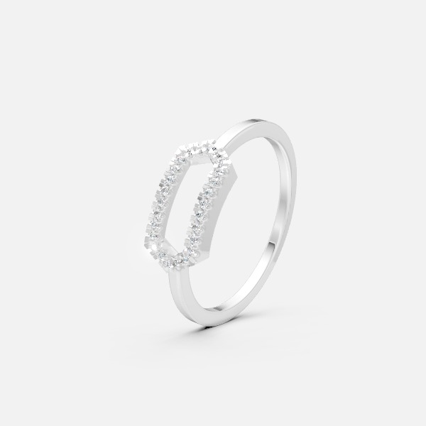 Stylish Open Hexagon Shape Diamond Ring